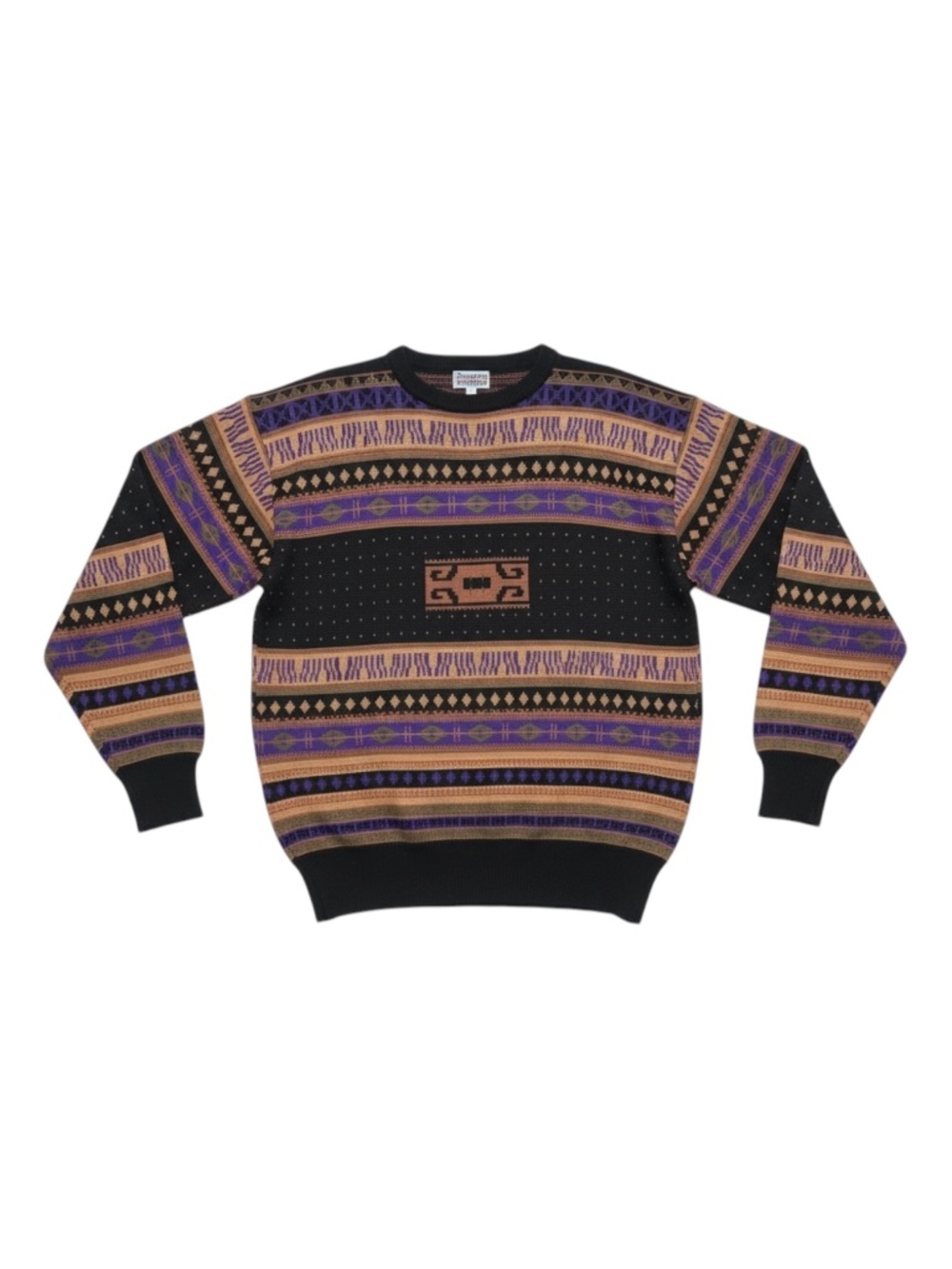 Vintage Meister Sweater Men’s Size XL Black‎ Purple Wool Knit Jumper